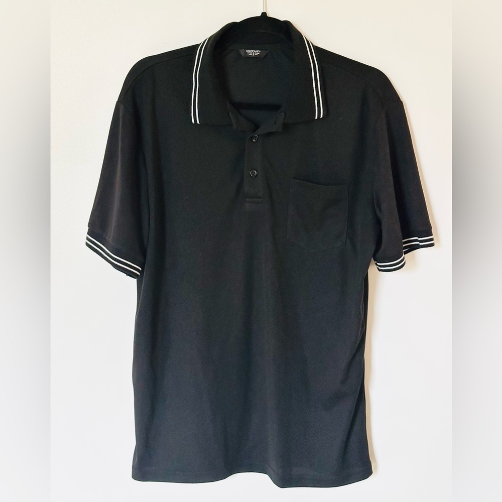 NWOT Coofandy Men’s Short Sleeve Black Polo with White Accents